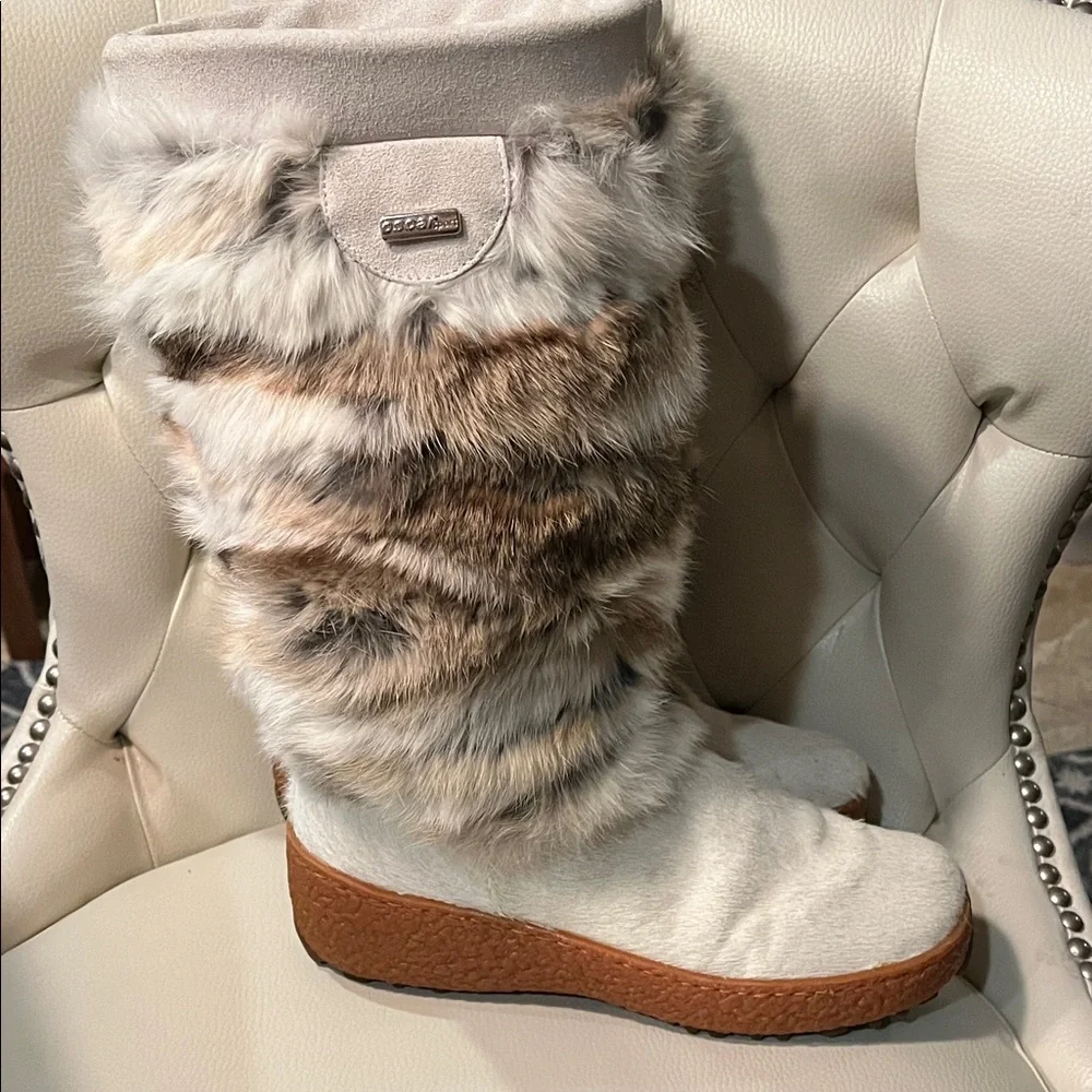 Stylish Women's Winter Boots with Real Fur Trim SIZE 8 39 - Picture 3 of 6